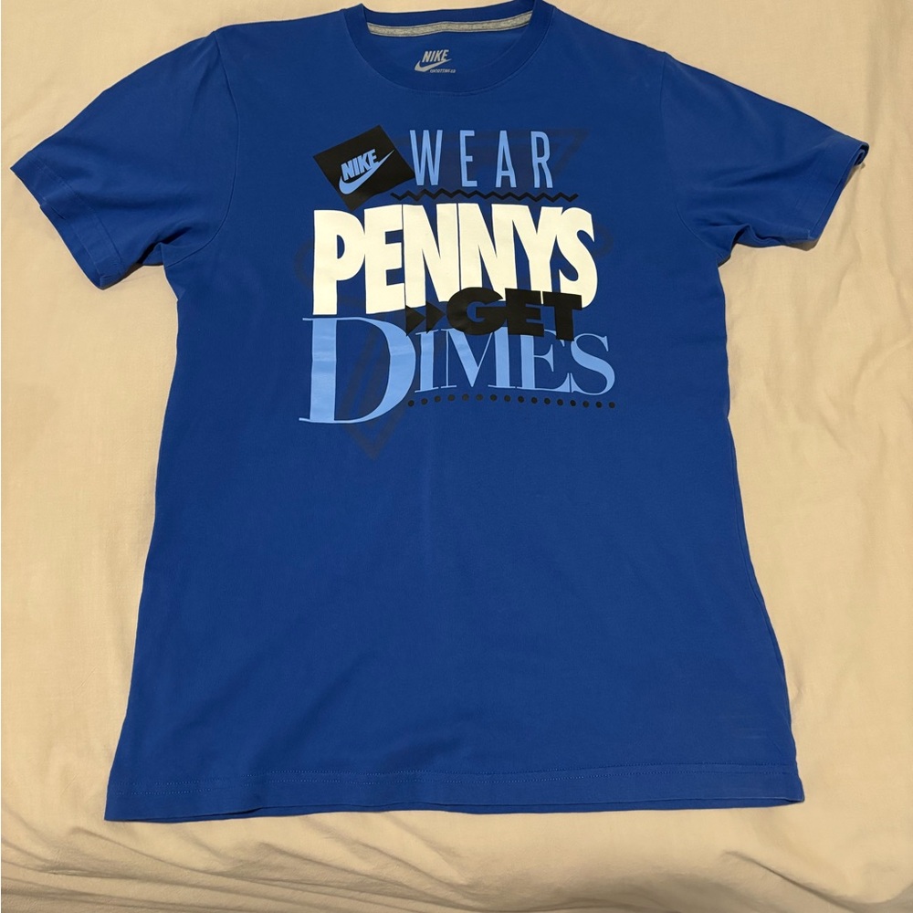 Nike Royal Blue T-Shirt ‘Wear Pennys Get Dimes” (Medium)